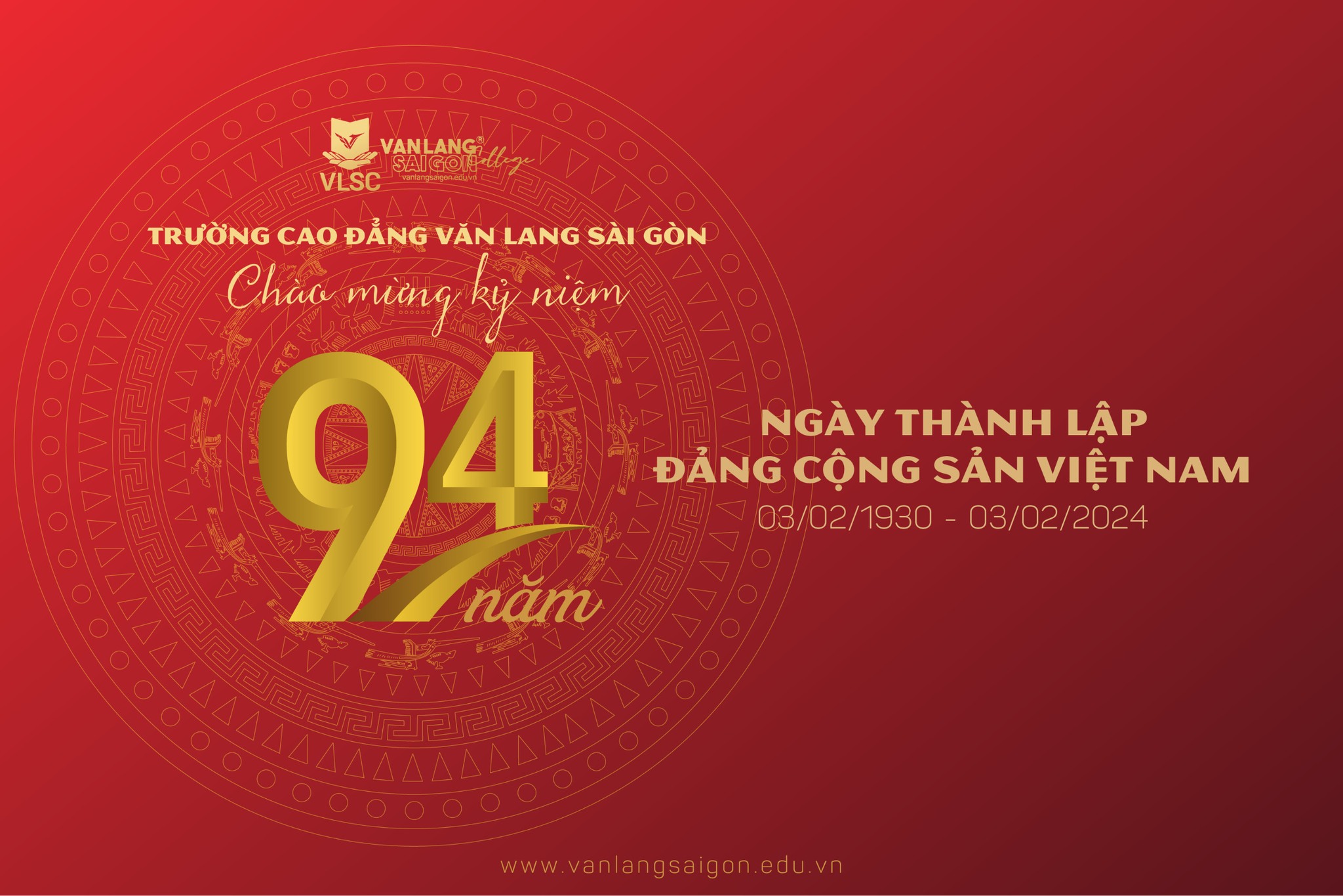 Trường Cao đẳng Văn Lang Sài Gòn chào mừng kỷ niệm 94 năm ngày thành lập Đảng Cộng sản Việt Nam (3/2/1930 - 3/2/2024) 